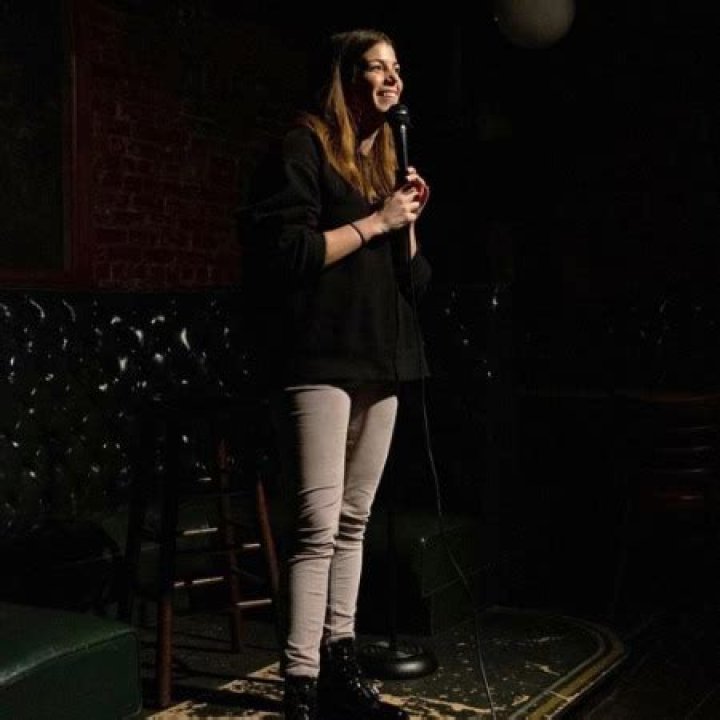 Mae Planert during one of her stand-up comedies in Brooklyn, New York.